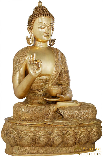 Brass Finest Carved Robe Buddha Statue Home Office Garden Décor Idol 3 Feet by vendor-unknown - Buddha (View 3)