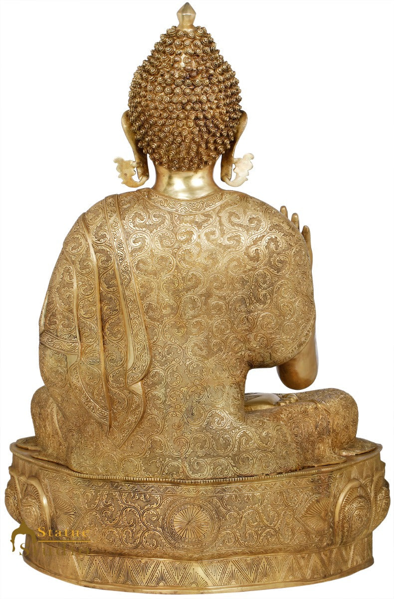 Brass Finest Carved Robe Buddha Statue Home Office Garden Décor Idol 3 Feet - Image 4