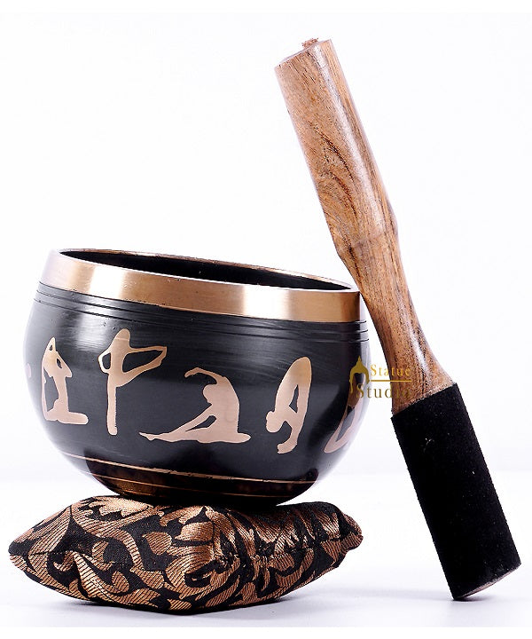 Brass Chakra Prayer Handmade Healing Buddhist Yoga Meditation Singing Bowl 4.5"