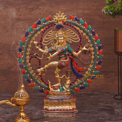 Brass Large Size Nataraja Idol Dancing Shiva Statue Home Office Décor 2 Feet by vendor-unknown - Hindu Gods