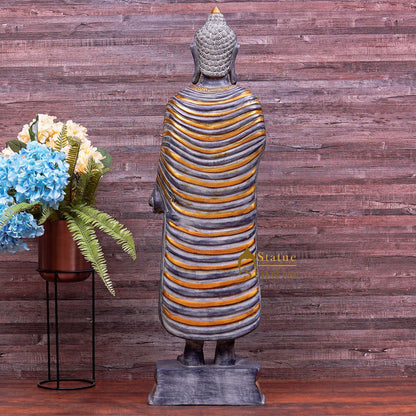 Brass Large Standing Buddha Statue Antique Finish For Home Decor Showpiece 3.5 Feet by vendor-unknown - Buddha (View 4)
