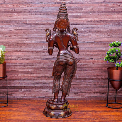 Brass Large Size Deeplakshmi Statue Home Office Welcome Pooja Room Décor 44" by vendor-unknown - Spiritual (View 4)