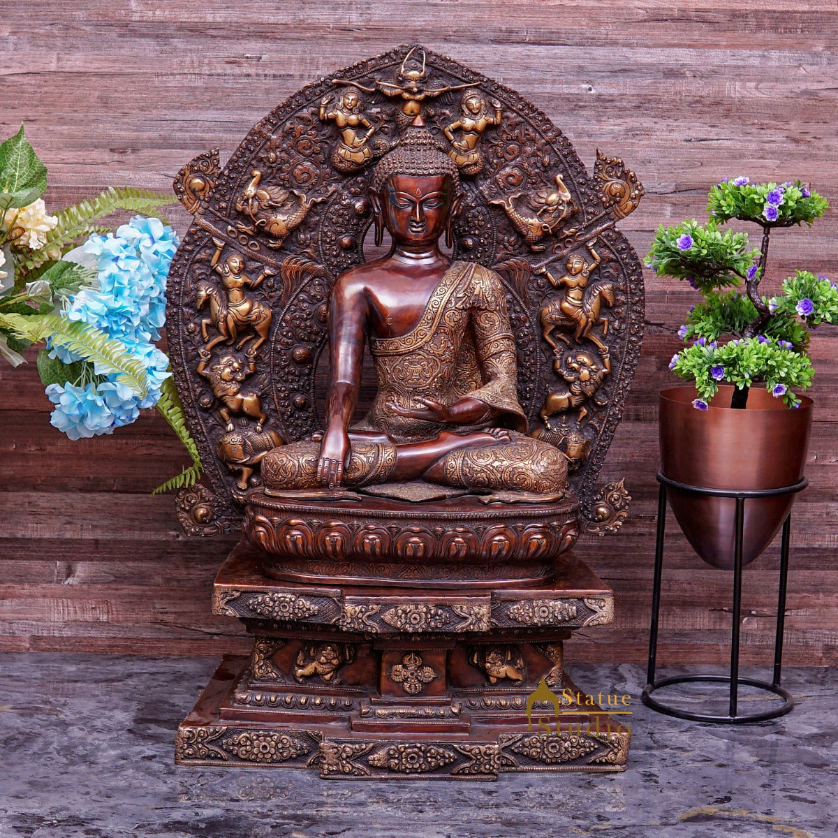 Brass Large Sitting Buddha Statue Exclusive For Home Decor 3 Feet
