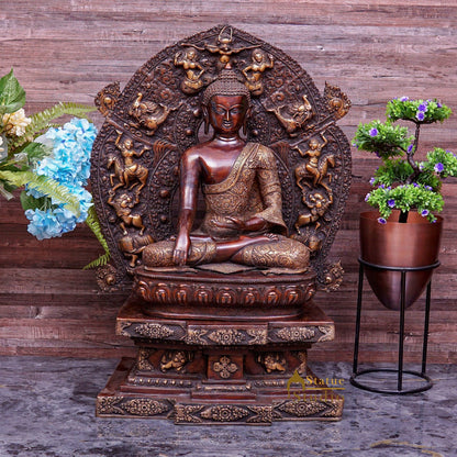 Brass Large Sitting Buddha Statue Exclusive For Home Decor 3 Feet by vendor-unknown - Buddha