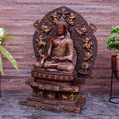 Brass Large Sitting Buddha Statue Exclusive For Home Decor 3 Feet by vendor-unknown - Buddha (View 2)