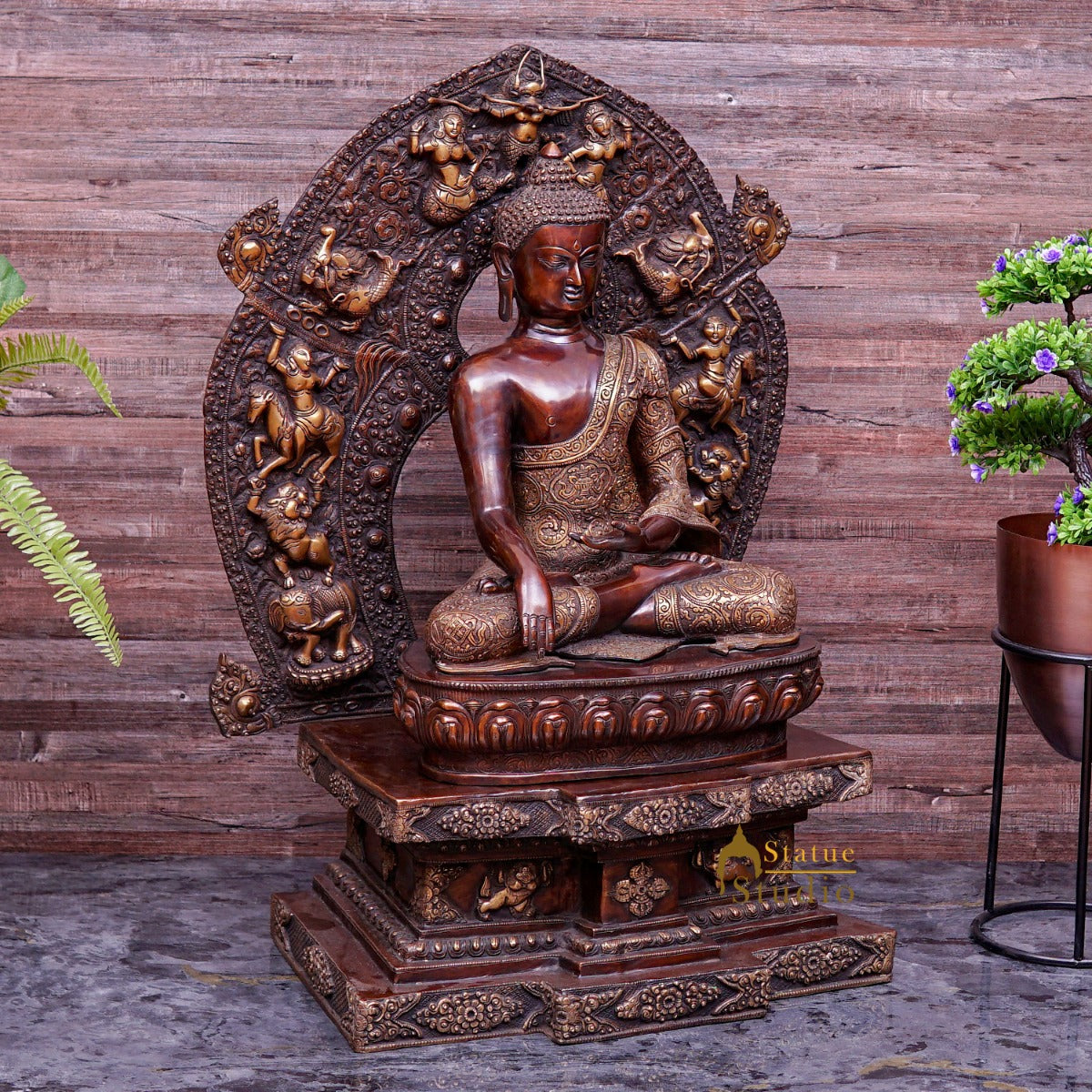Brass Large Sitting Buddha Statue Exclusive For Home Decor 3 Feet