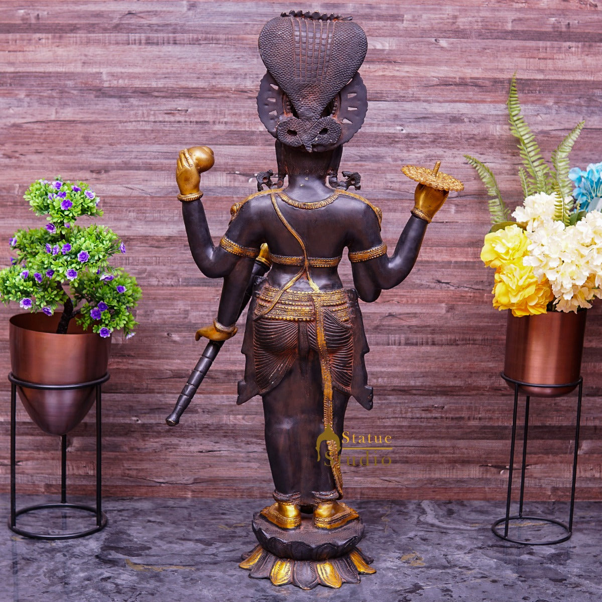 Brass Large Size Lord Vishnu Antique Finish Idol Pooja Home Décor Showpiece 40"