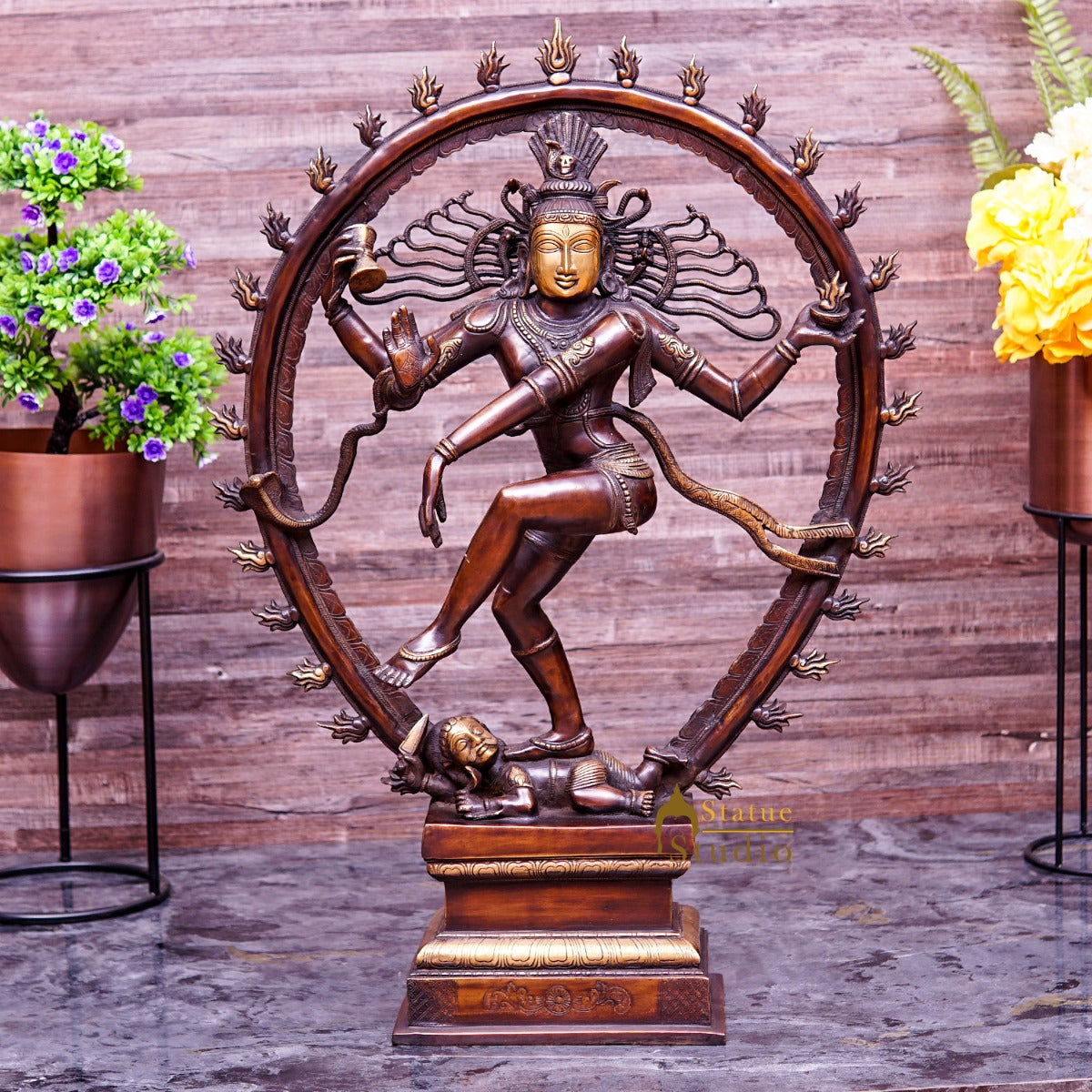 Brass Large Size Nataraja Statue Dancing Shiva Idol Home Office Décor 2.5 Feet - Eco-friendly - Sama Homes
