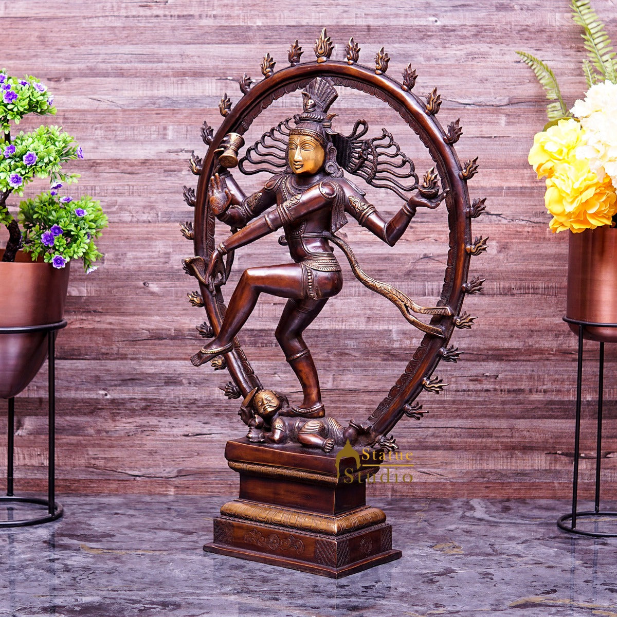 Brass Large Size Nataraja Statue Dancing Shiva Idol Home Office Décor 2.5 Feet - Image 2