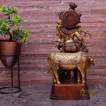 Brass Large Size Krishna With Cow Idol Home Office Garden Décor Statue 28" by vendor-unknown - Hindu Gods (View 5)