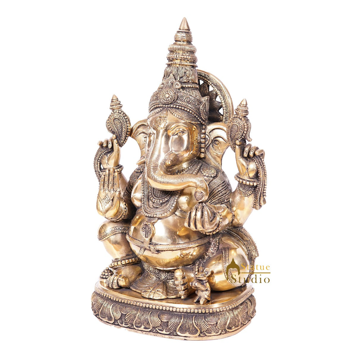 Brass Large Ganesha Idol For Home Office Decor Lucky Gift 20"