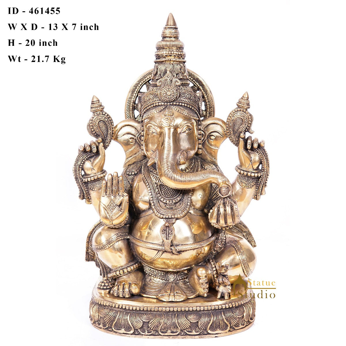 Brass Large Ganesha Idol For Home Office Decor Lucky Gift 20" - Image 6