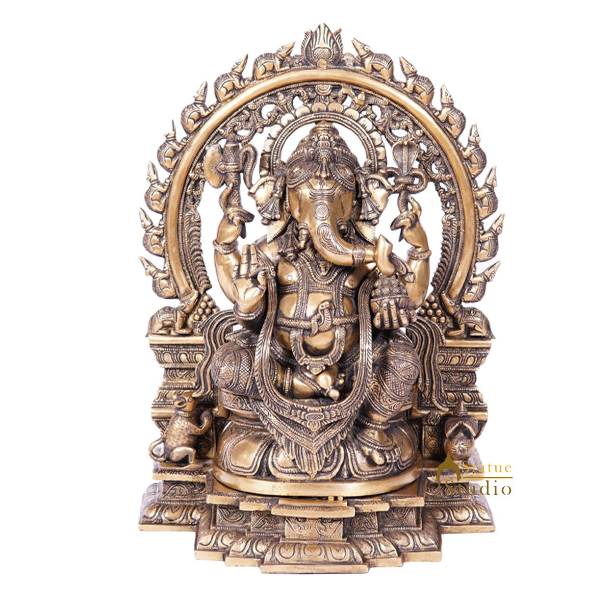 Brass Large Ganpati Idol Antique Finish For Home Decor 1.5 Feet - Image 2