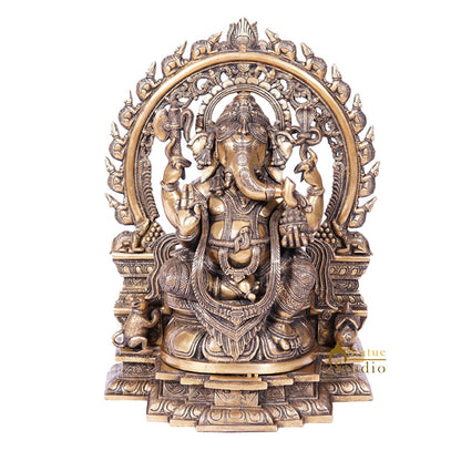 Brass Large Ganpati Idol Antique Finish For Home Decor 1.5 Feet by vendor-unknown - Hindu Gods (View 2)