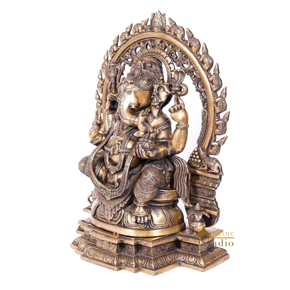 Brass Large Ganpati Idol Antique Finish For Home Decor 1.5 Feet