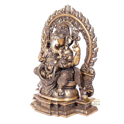 Brass Large Ganpati Idol Antique Finish For Home Decor 1.5 Feet by vendor-unknown - Hindu Gods (View 4)