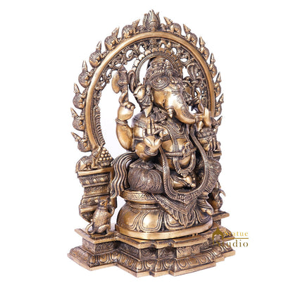 Brass Large Ganpati Idol Antique Finish For Home Decor 1.5 Feet by vendor-unknown - Hindu Gods (View 3)