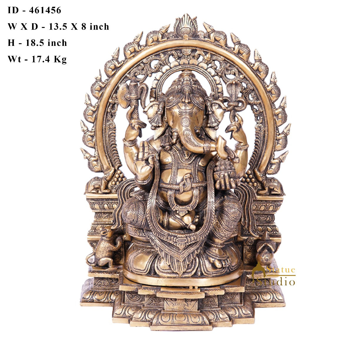 Brass Large Ganpati Idol Antique Finish For Home Decor 1.5 Feet