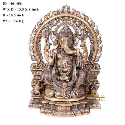 Brass Large Ganpati Idol Antique Finish For Home Decor 1.5 Feet by vendor-unknown - Hindu Gods (View 6)