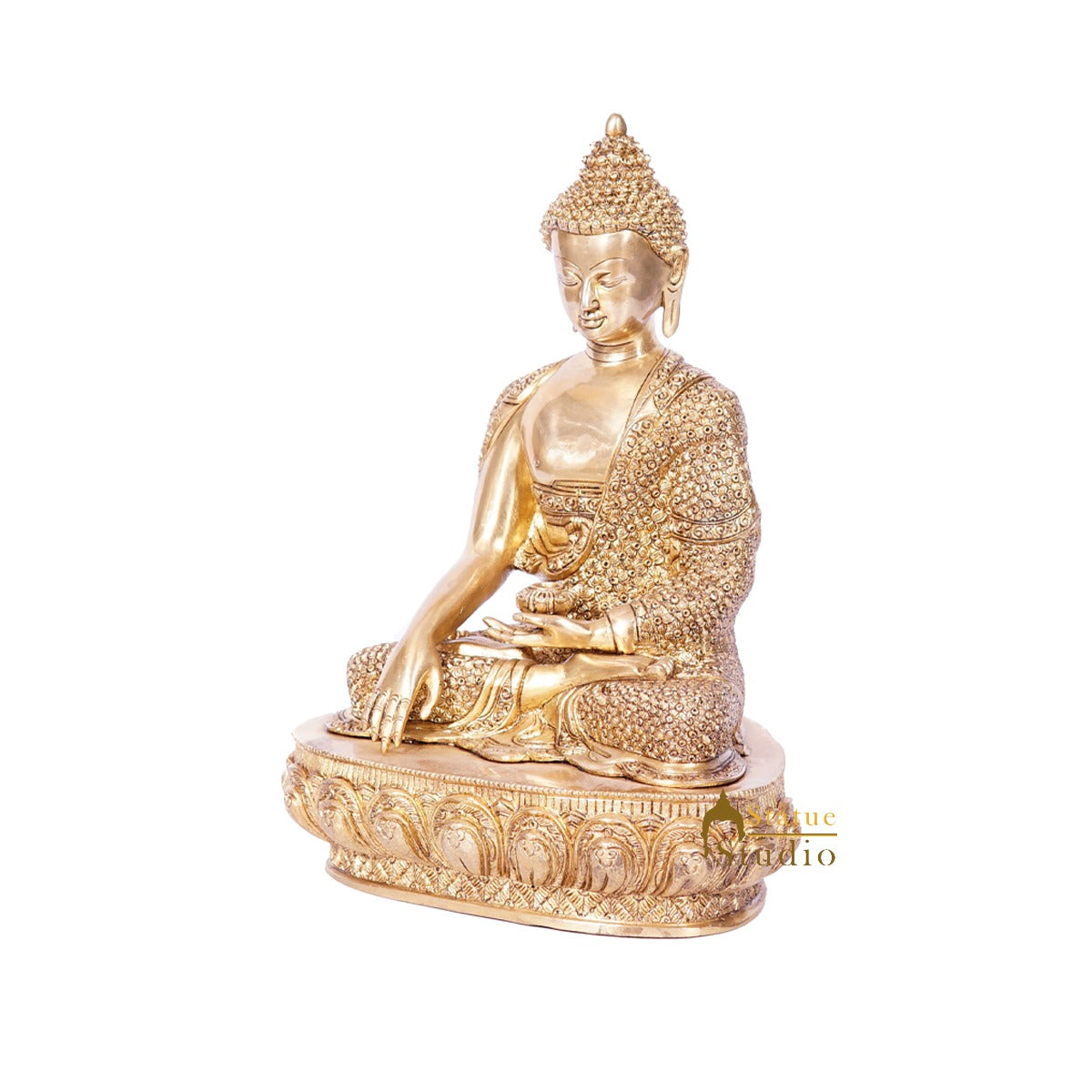 Brass Exclusive Fine Buddha Statue For Home Office Decor Showpiece 1.5 Feet - Image 3
