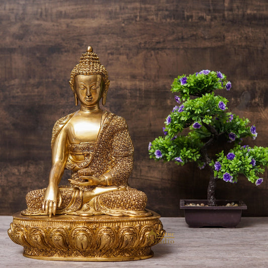 Brass Exclusive Fine Buddha Statue For Home Office Decor Showpiece 1.5 Feet