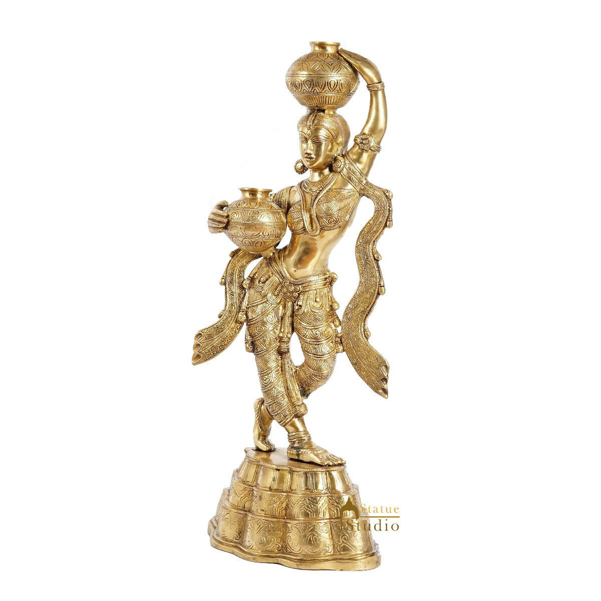 Brass Large Size Indian Lady With Matka Home Office Décor Showpiece 20" - Image 4