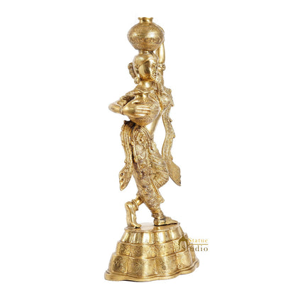 Brass Large Size Indian Lady With Matka Home Office Décor Showpiece 20" by vendor-unknown - Decor (View 3)