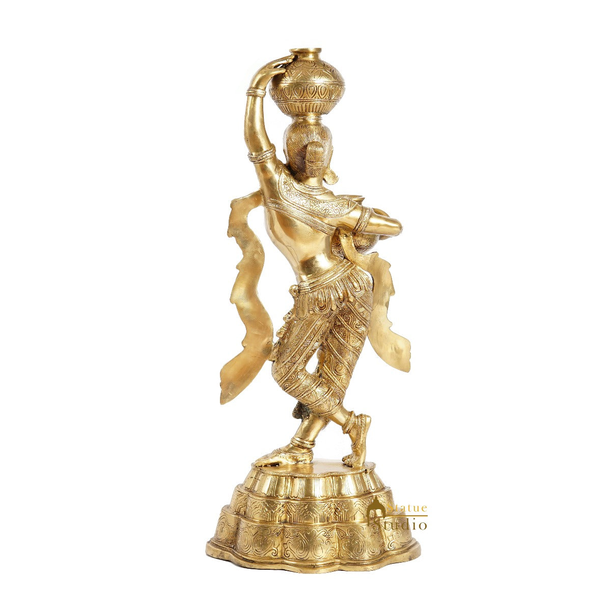 Brass Large Size Indian Lady With Matka Home Office Décor Showpiece 20"