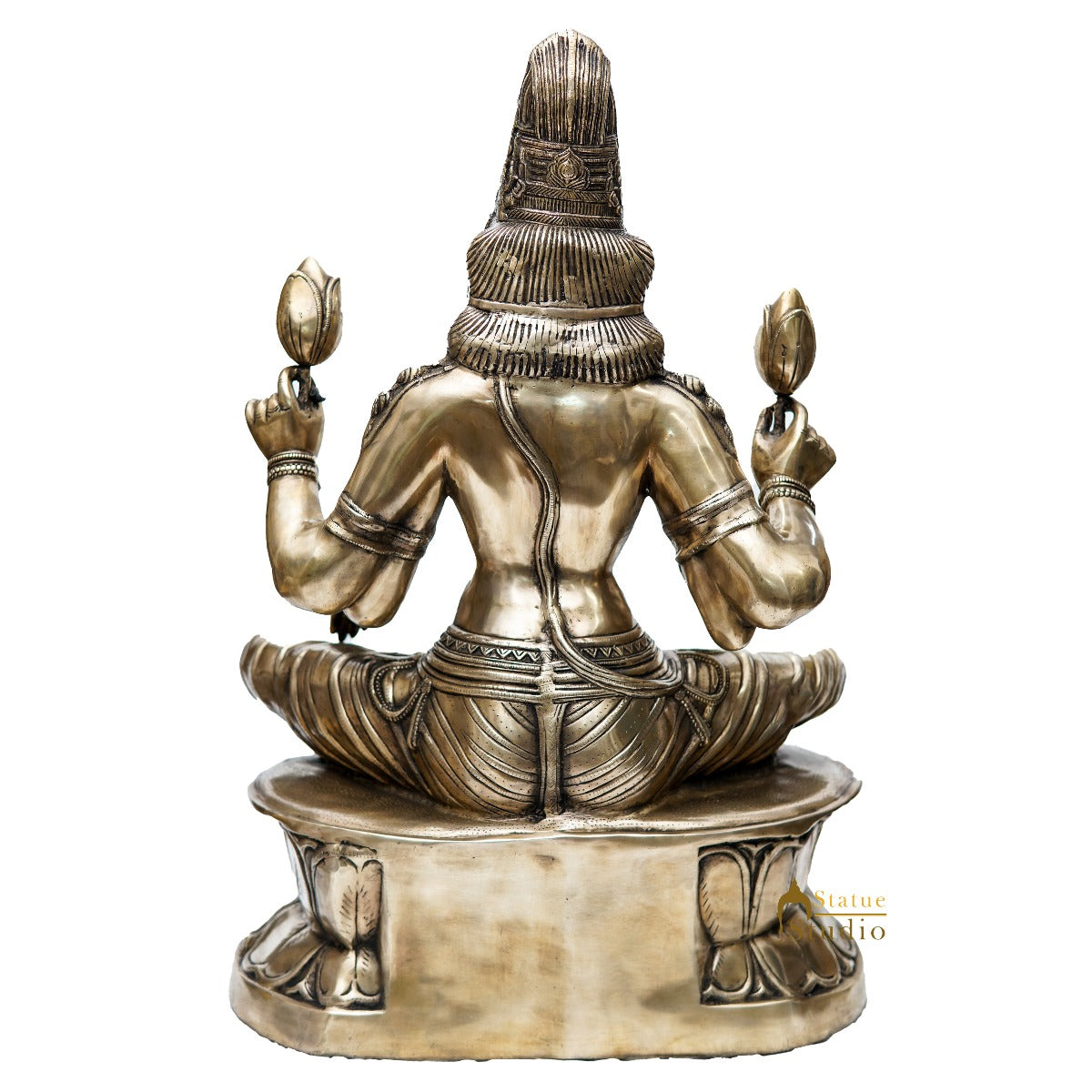 Brass Large Size Antique Sitting Laxmi Idol Home Pooja Décor Lucky Statue 3 Feet - Image 4