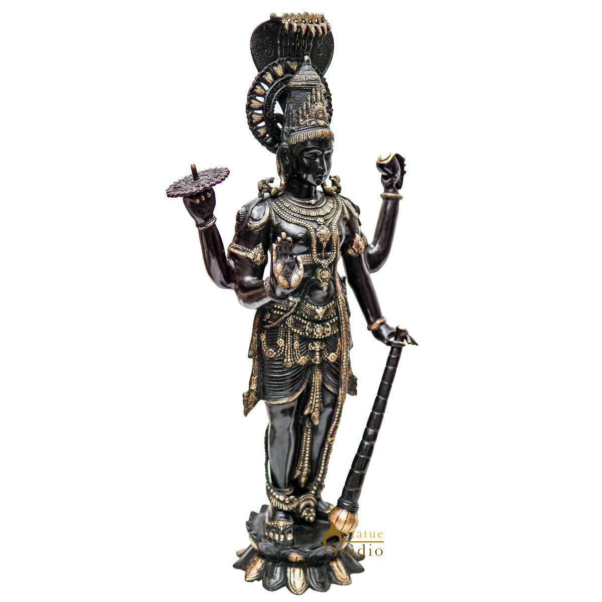 Brass Lord Vishnu Statue Antique Finish For Home Decor Showpiece Idol 40" - Image 4