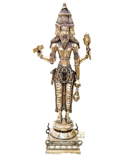 Large Size Indian Hindu God Creator Of Universe Lord Brahma Ji Idol 39" by vendor-unknown - Hindu Gods