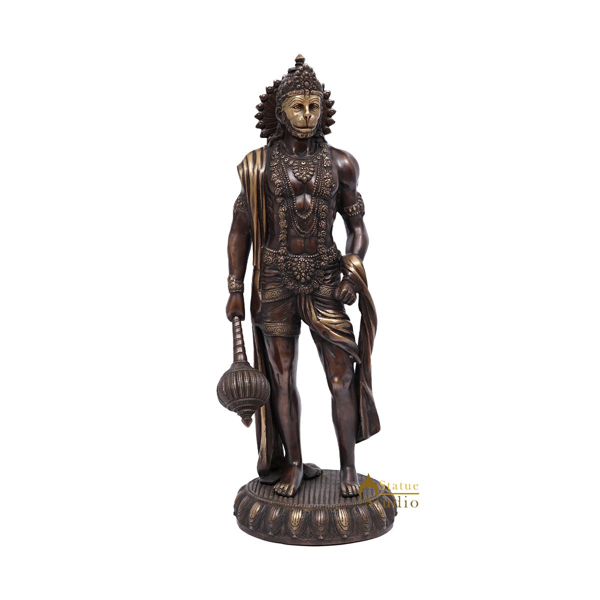 Brass Standing Mahabali Hanuman Statue Antique Finish 2 Feet