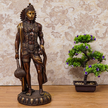 Brass Standing Mahabali Hanuman Statue Antique Finish 2 Feet by vendor-unknown - Hindu Gods