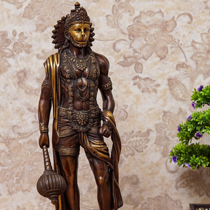 Brass Standing Mahabali Hanuman Statue Antique Finish 2 Feet by vendor-unknown - Hindu Gods (View 2)