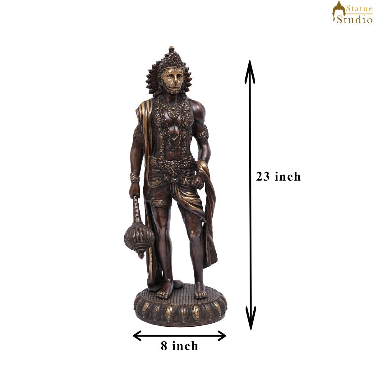 Brass Standing Mahabali Hanuman Statue Antique Finish 2 Feet - Image 7
