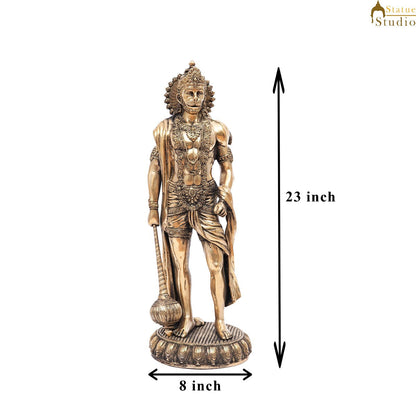 Brass Antique Mahabali Standing Hanuman Idol Home Religious Décor Statue 2 Feet by vendor-unknown - Hindu Gods (View 8)