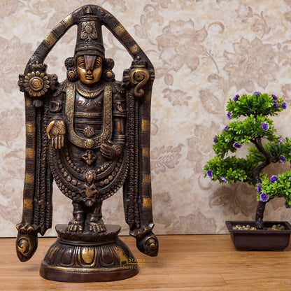 Brass Large Size Tirupathi Balaji Statue Antique Religious Décor Gift Idol 2 Feet by vendor-unknown - Gifting