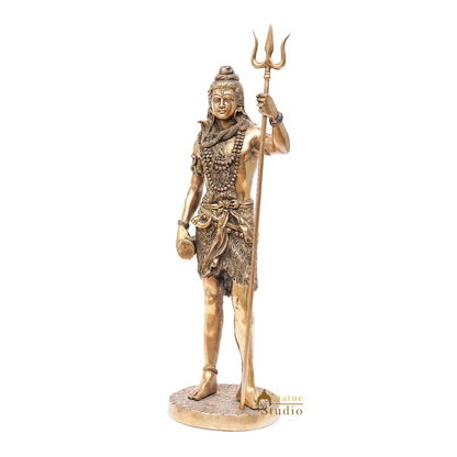 Brass Large Standing Lord Shiva Idol Mahadev For Home Puja Room Decor 2 Feet by vendor-unknown - Hindu Gods (View 4)