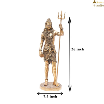 Brass Large Standing Lord Shiva Idol Mahadev For Home Puja Room Decor 2 Feet by vendor-unknown - Hindu Gods (View 7)