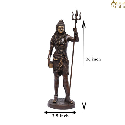 Brass Large Standing Lord Shiva Idol For Home Puja Room Decor 2 Feet by vendor-unknown - Hindu Gods (View 7)