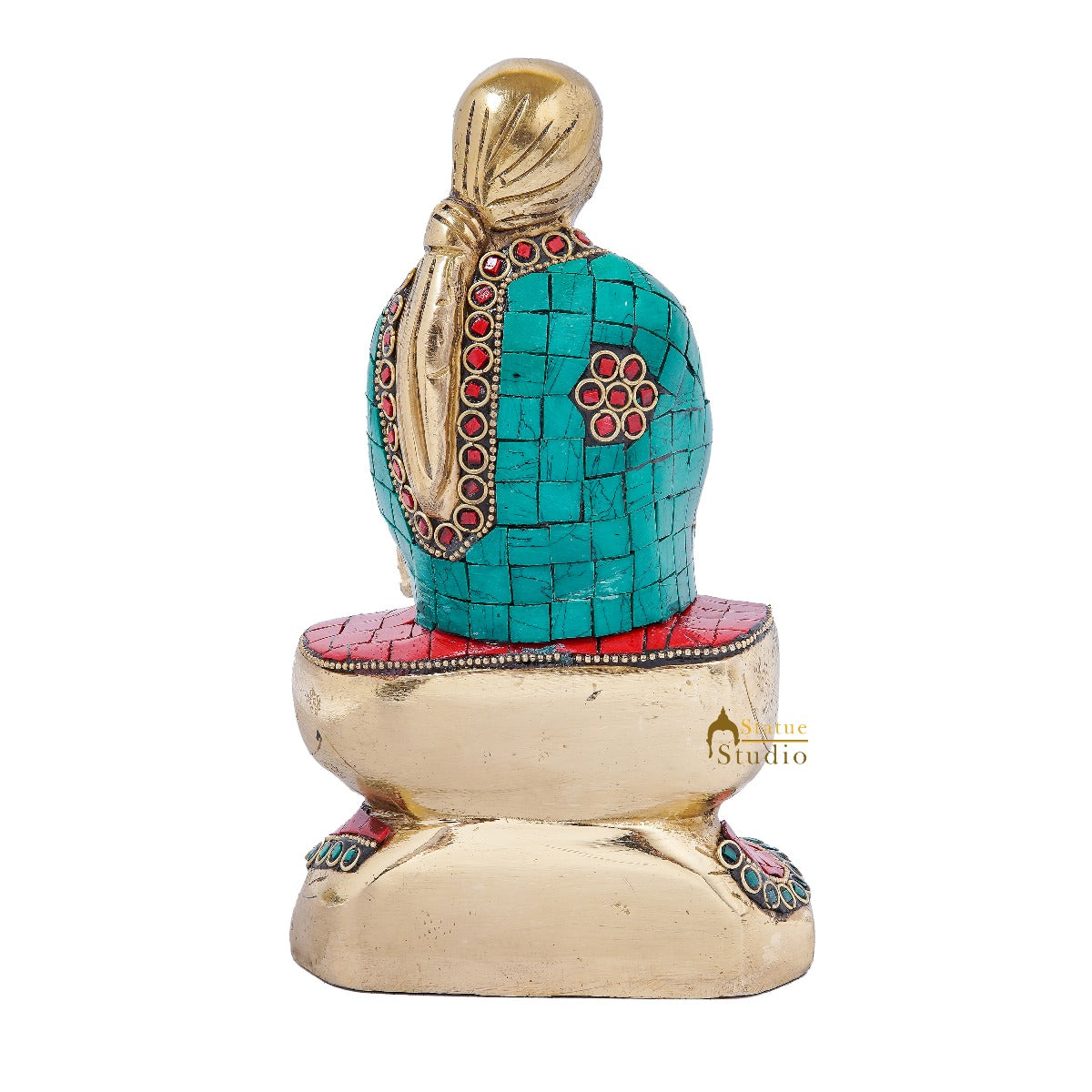 Brass Lord Shirdi Sai Baba Idol Statue Home Puja Room Religious Décor 8"