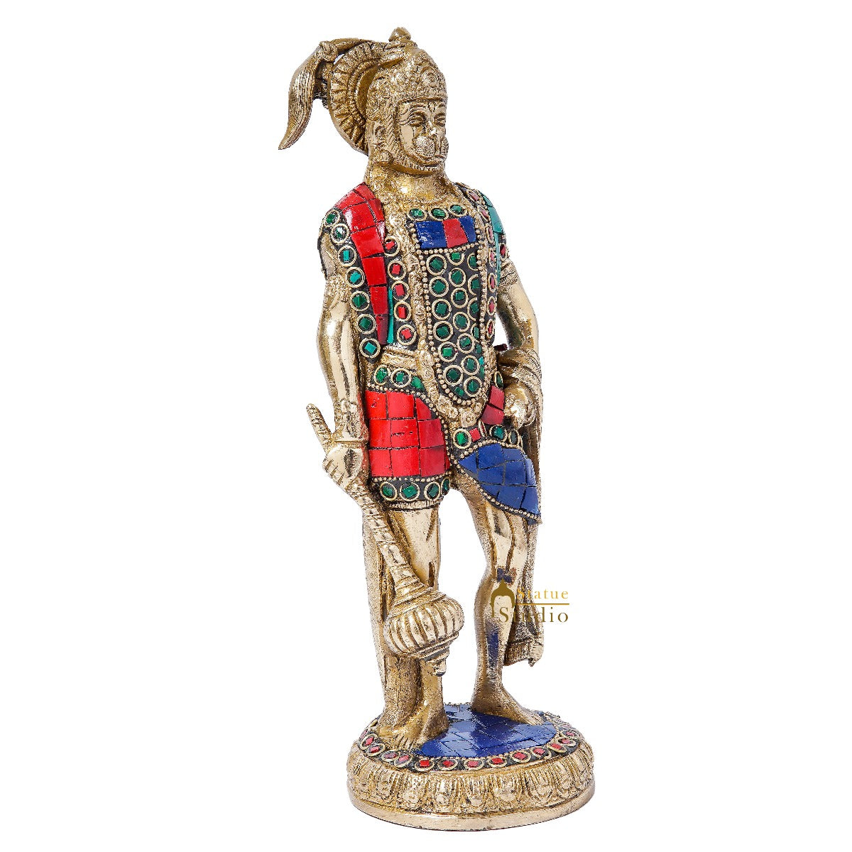 Brass Standing Pawan Putra Hanuman Idol For Home Pooja Decor Showpiece 10 Inch