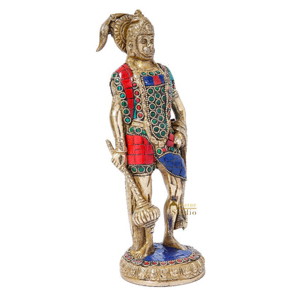 Brass Standing Pawan Putra Hanuman Idol For Home Pooja Decor Showpiece 10 Inch by vendor-unknown - Hindu Gods (View 4)