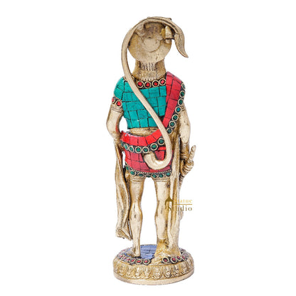 Brass Standing Pawan Putra Hanuman Idol For Home Pooja Decor Showpiece 10 Inch by vendor-unknown - Hindu Gods (View 6)