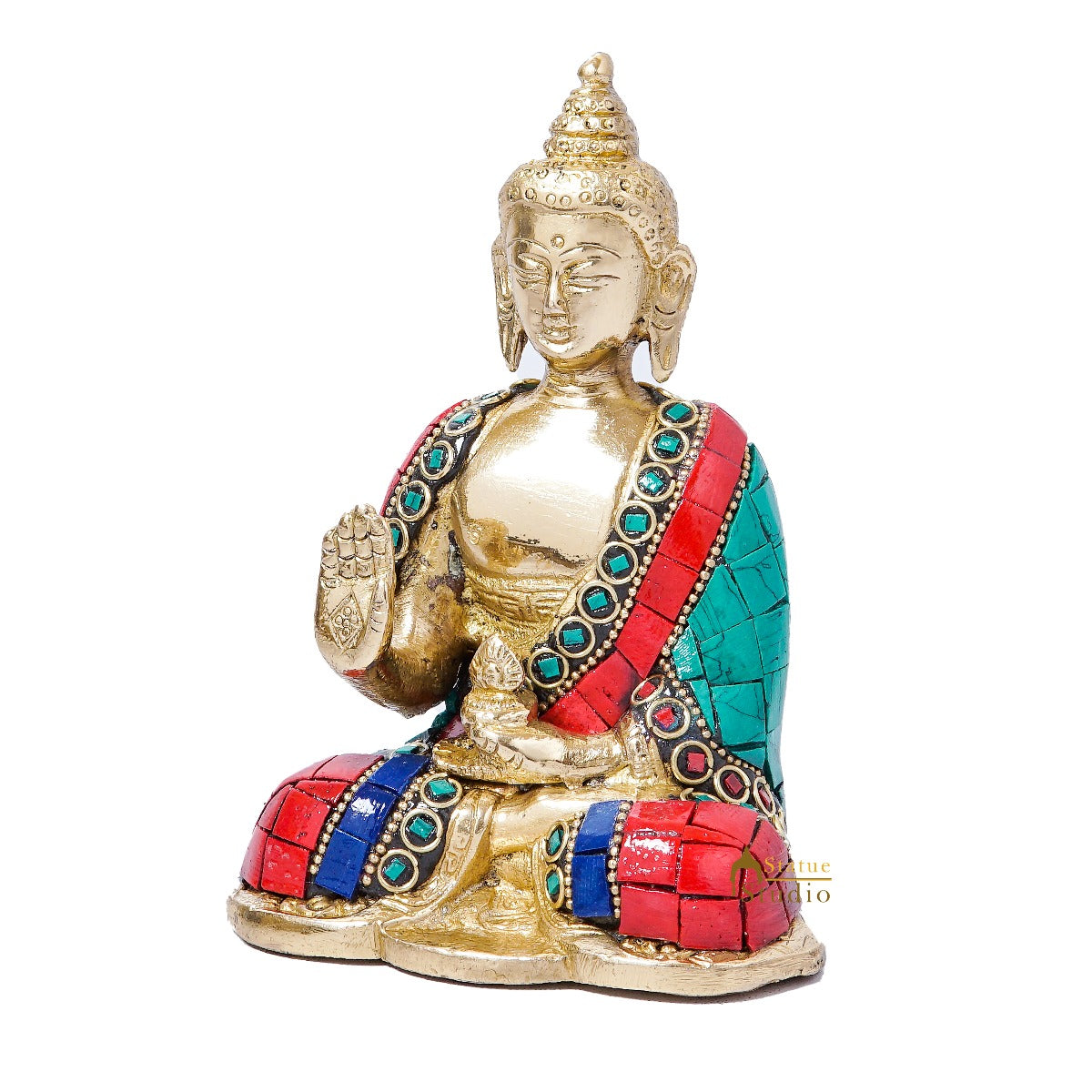Brass Buddha Statue For Home Décor Diwali Corporate Gift Showpiece 5" - Image 5