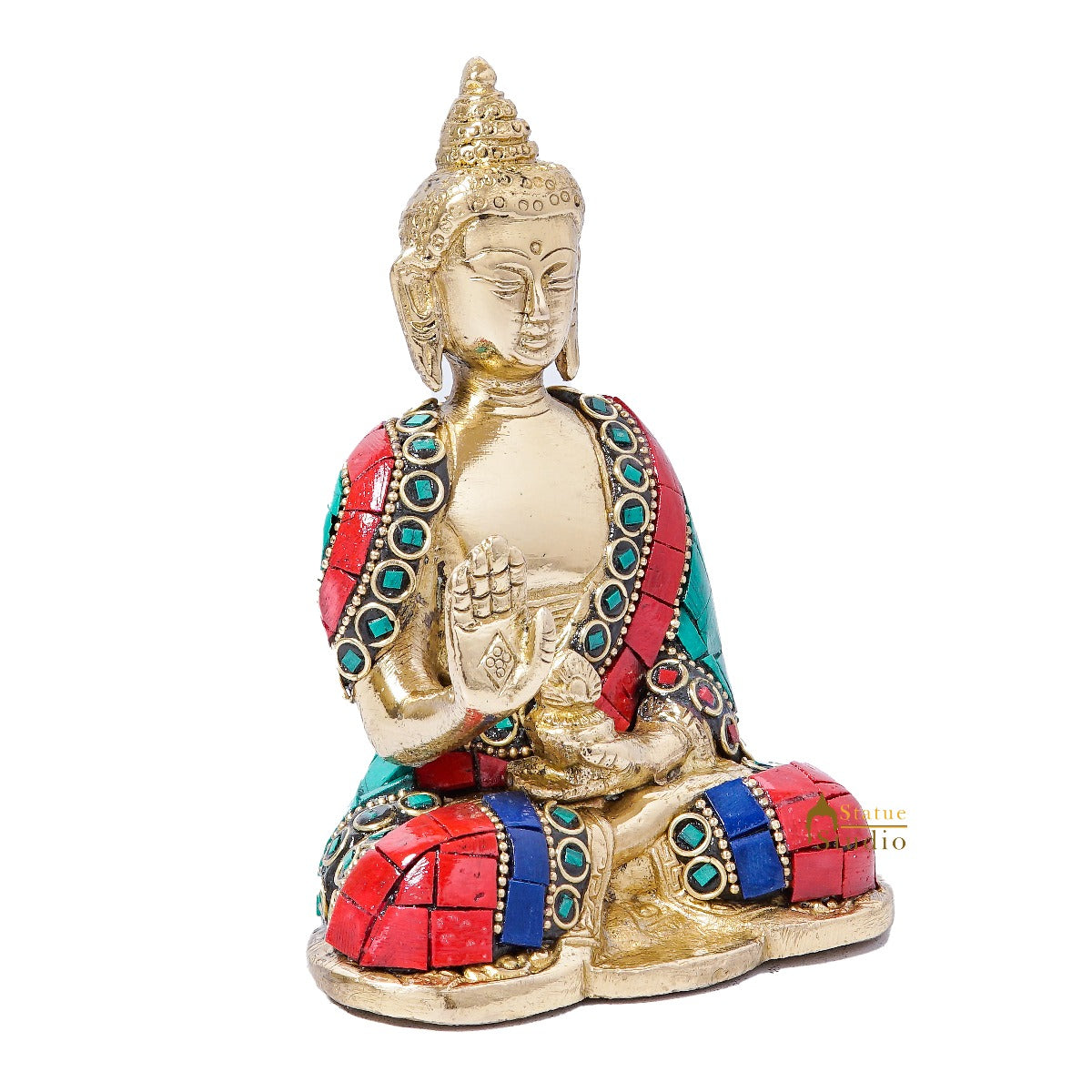 Brass Buddha Statue For Home Décor Diwali Corporate Gift Showpiece 5" - Image 4