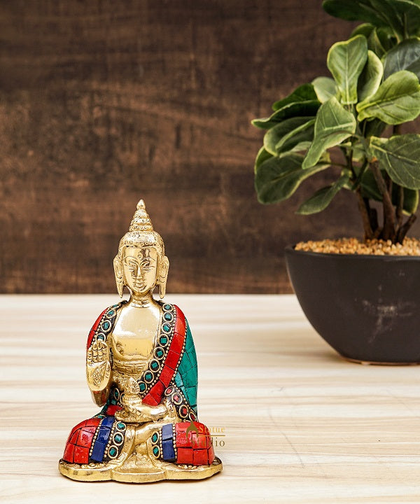 Brass Buddha Statue For Home Décor Diwali Corporate Gift Showpiece 5"