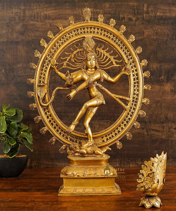 Brass Antique Nataraja Idol Home Office Décor Statue Showpiece Big Size 2 Ft - Image 2