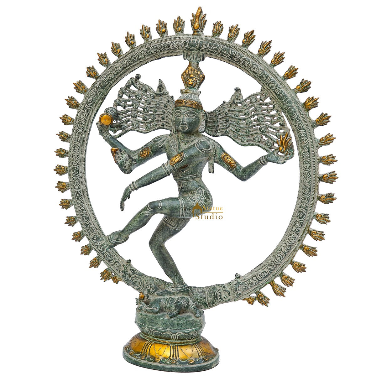Brass Antique Nataraja Idol Home Office Décor Statue Showpiece Big Size 19" - Image 5