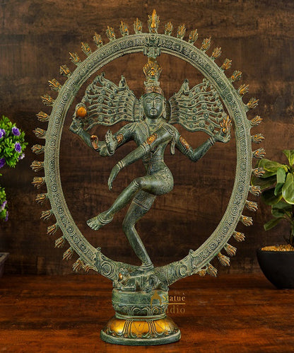 Brass Antique Nataraja Idol Home Office Décor Statue Showpiece Big Size 19" by vendor-unknown - Hindu Gods (View 2)